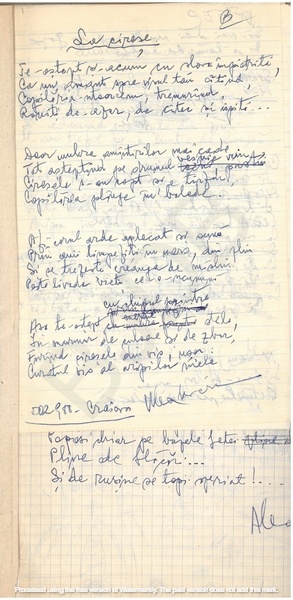 M-1063-1075-2 - 12 File de caiet cu ciorne de poezii. ALEXANDRU MIRCESCU